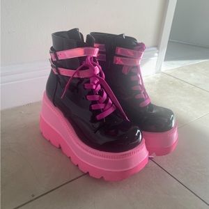 Demonia hot pink boots
